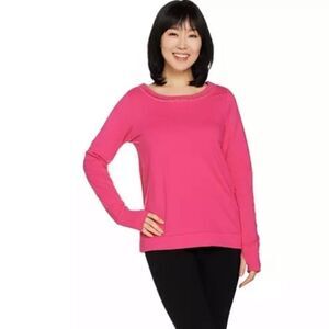 cee bee CHERYL BURKE Pink Azalea French Terry Top